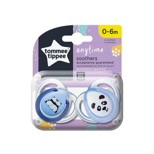 Tommee Tippee Closer to Nature Any Time Soothers 0-6 months (2 Pack) - White image number 1
